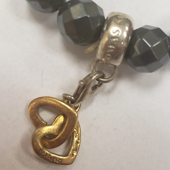 Thomas Sabo Charm Club Bracelet Hemetite with Gold Hearts - Picture 2 of 5
